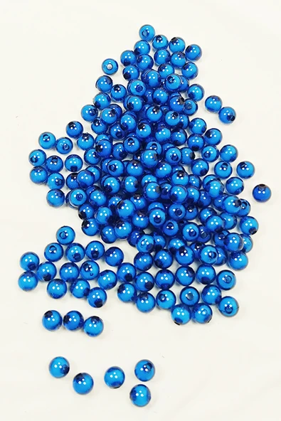 Yuvarlak Boncuk İçten Boncuklu Bileklik Çanta Boncuğu 8 mm 50 gr Mavi - BNC468