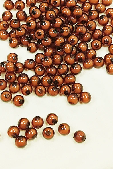 Yuvarlak Boncuk İçten Boncuklu Bileklik Çanta Boncuğu 8 mm 50 gr Kahverengi - BNC469 - 2