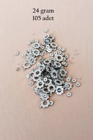 Oya Abiye Bileklik Kolye Pleksi Metalik Plastik Pul Gümüş Renk 24 gram 105 adet - BNC561
