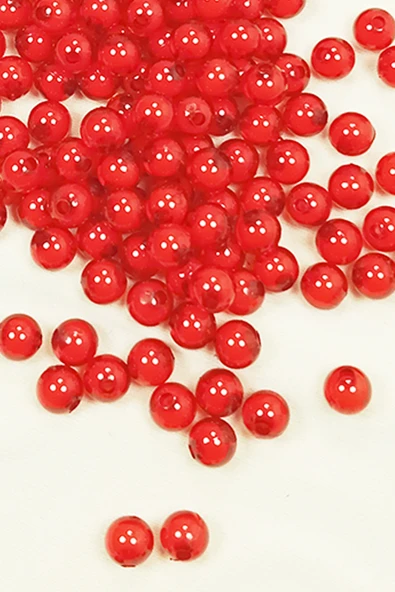 Yuvarlak Boncuk İçten Boncuklu Bileklik Çanta Boncuğu 8 mm 50 gr Kırmızı - BNC473 - 2