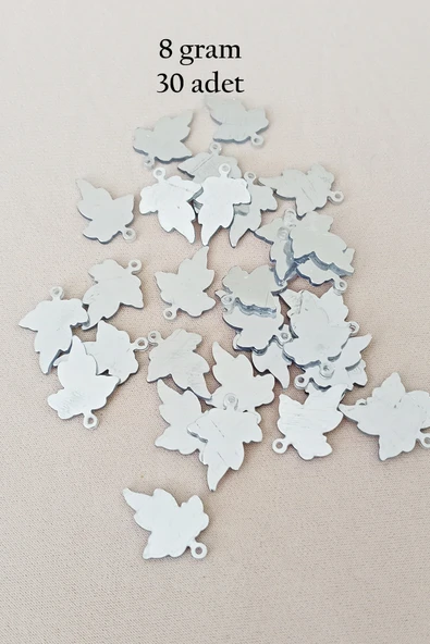 Oya Abiye Bileklik Kolye Pleksi Metalik Plastik Pul Gümüş Renk 8 gram 30 adet - BNC532