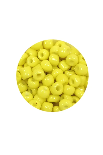 Dökme Cam Kum Boncuk Büyük Boy (6/0) 4 mm - 60 Gram - Sarı - BNC126 - 2