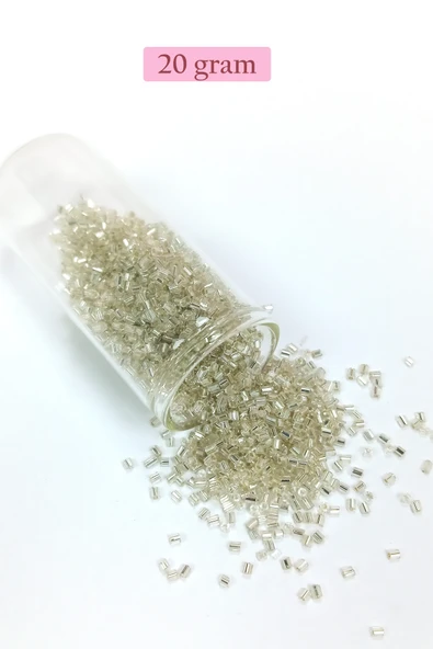 Kesme Cam Boncuk 2mm - 20 Gram - Şeffaf Gümüş -BNC330 - 1