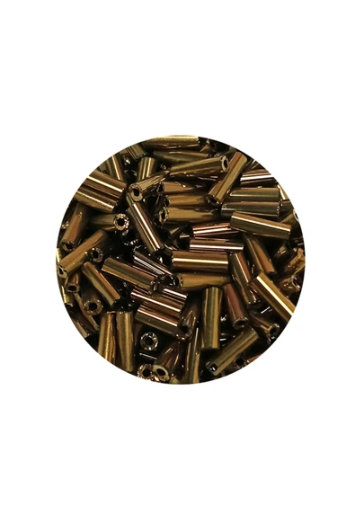 Uzun Boru Kesme Boncuk Çap 2mm Uzunluk 10 mm - 20 Gram - Parlak Gold - BNC249 - 2