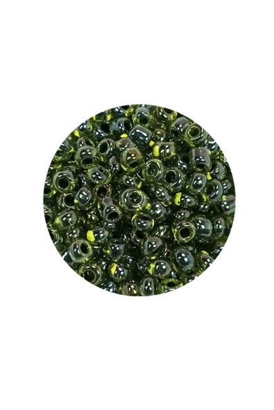 Dökme Cam Kum Boncuk (8/0) 3 mm - 60 Gram - Şeffaf Alacalı Yeşil - BNC212 - 2