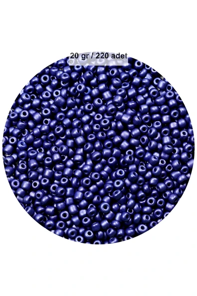 Lacivert Renk 4 mm Yaklaşık 220 adet/20 gram Cam Boncuk Oya Yazma Bileklik ve Kolye - 1
