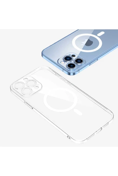 Iphone 13 Pro Max Kılıf Kamera Lens Korumalı Magsafe Destekli Şeffaf Darbe Emici Sert Kapak - 3