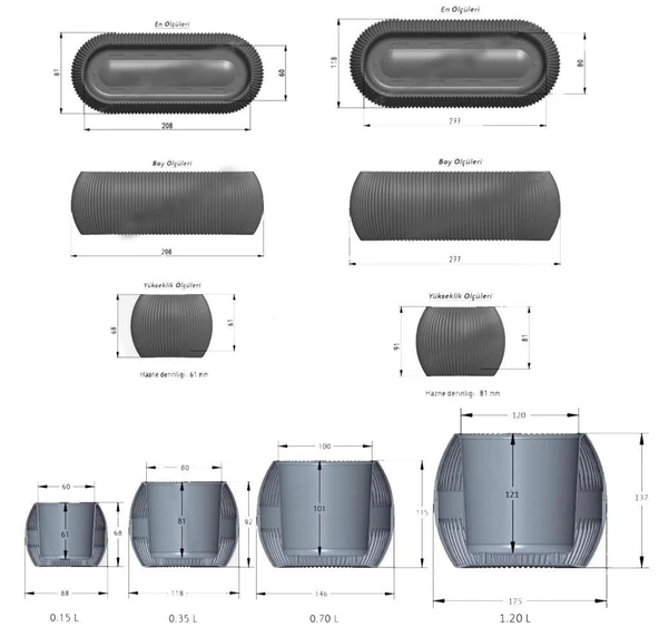 Omnipazar KRS Mercan Dekoratif Sukulent Kaktüs Plastik Saksı Takımı 6'lı Set Kahverengi - Resim 2