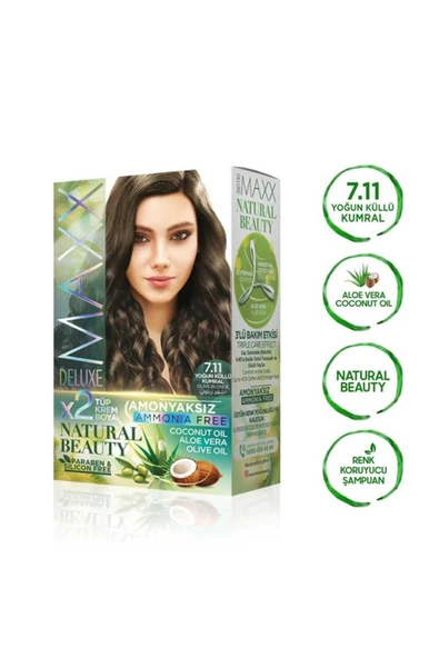 2 Paket Natural Beauty Amonyaksız Saç Boyası 7.11 Yoğun Küllü Kumral - 3