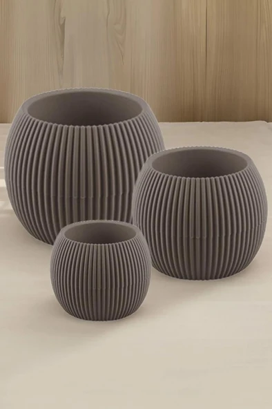 Omnipazar KRS Mercan Dekoratif Sukulent Kaktüs Plastik Saksı Takımı 5'li Set Kahverengi - 2
