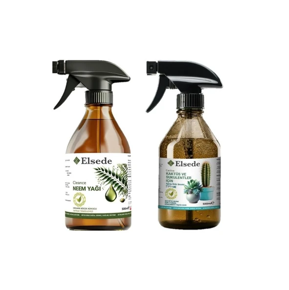 ELSEDE İkili Bakım Seti - Cactiva Sprey Kaktüs Sukulent Bitki Besini Ve Cleance Sprey Neem Yağı - Resim 2