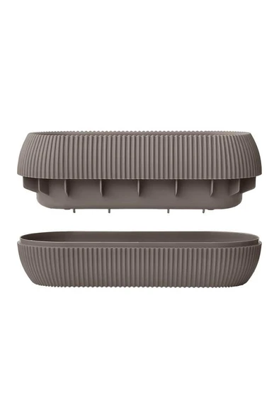 Omnipazar KRS Mercan Dekoratif Sukulent Kaktüs Plastik Saksı Takımı 5'li Set Kahverengi - 5