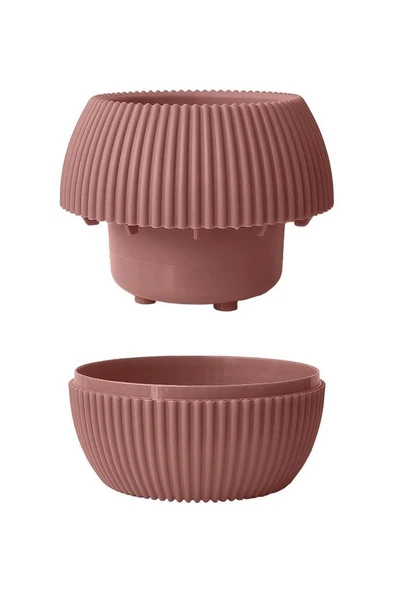 Omnipazar KRS Mercan Dekoratif Sukulent Kaktüs Plastik Saksı Takımı 5'li Set Soft Pembe - Resim 5