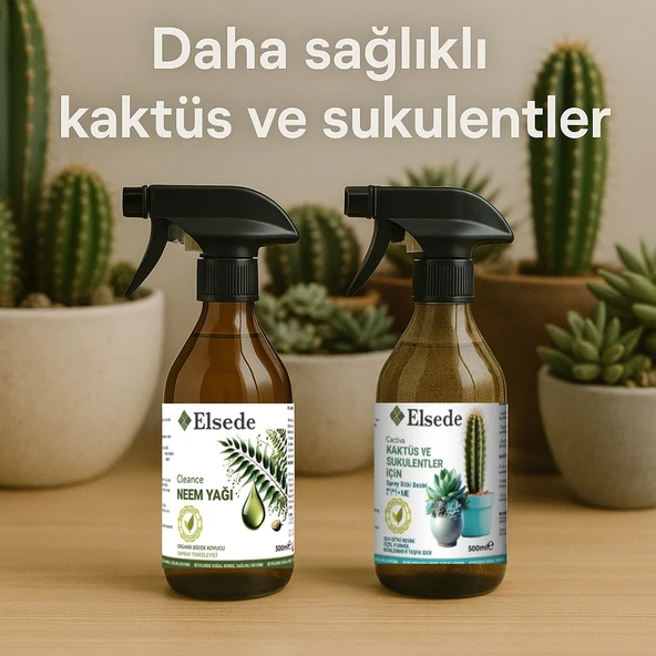 ELSEDE İkili Bakım Seti - Cactiva Sprey Kaktüs Sukulent Bitki Besini Ve Cleance Sprey Neem Yağı ürün görseli