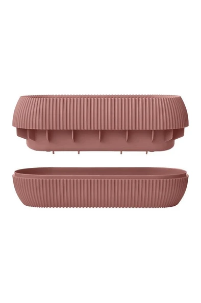 Omnipazar KRS Mercan Dekoratif Sukulent Kaktüs Plastik Saksı Takımı 5'li Set Soft Pembe - Resim 7