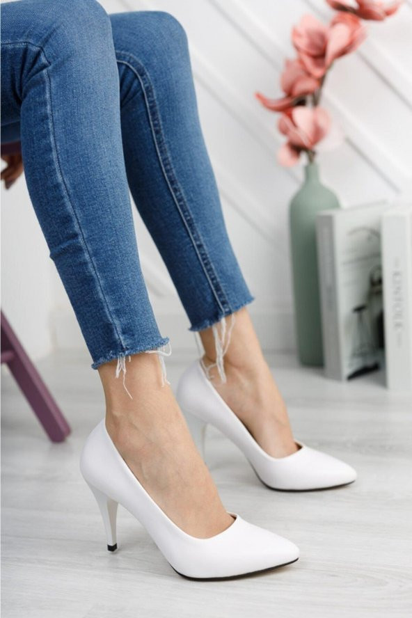 Merve BAŞ Kadın İnce Topuk Beyaz Stilletto - 2