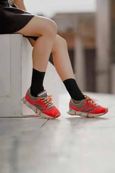 12 Çift Düz Siyah Renk Unisex Tenis Çorap - 3