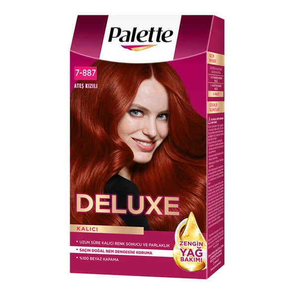 Palette Deluxe Yoğun Renkler Saç Boyası Ateş Kızılı 7-887 - 1