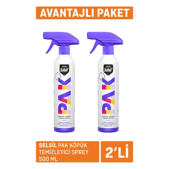 Selsil Pak Köpük Temizleyici Sprey 500Ml x 2 - 1