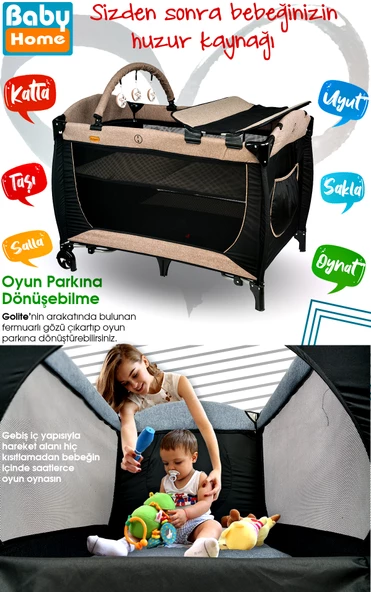 Baby Home 560 Golite 70x110 Bebek Oyun Parkı Yatak Sepet Beşik Sünger Yatak Hediye - 7