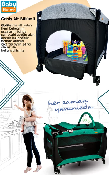 Baby Home 560 Golite 70x110 Bebek Oyun Parkı Yatak Sepet Beşik Sünger Yatak Hediye - 10