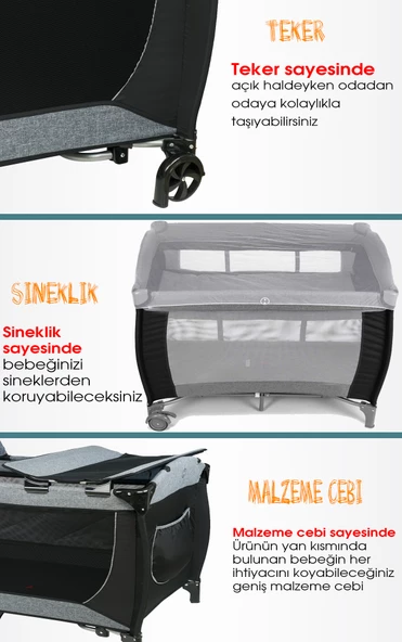 Baby Home 560 Golite 70x110 Bebek Oyun Parkı Yatak Sepet Beşik Sünger Yatak Hediye - 12