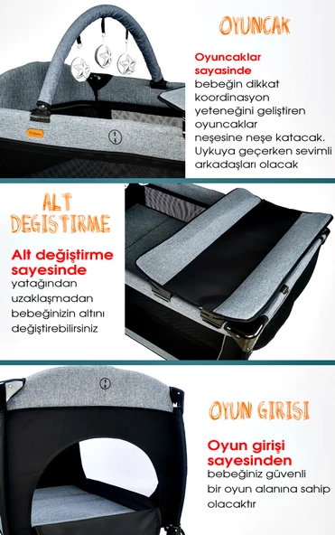 Baby Home 560 Golite 70x110 Bebek Oyun Parkı Yatak Sepet Beşik Sünger Yatak Hediye - 11