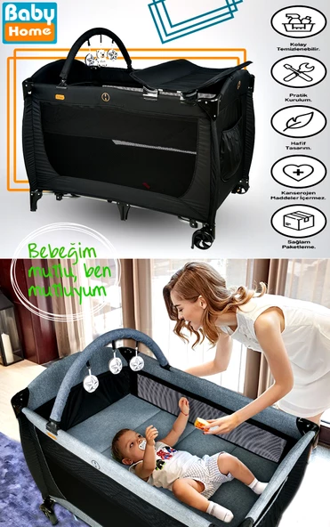 Baby Home 560 Golite 70x110 Bebek Oyun Parkı Yatak Sepet Beşik Sünger Yatak Hediye - 6