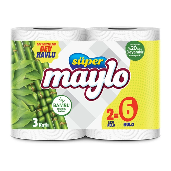 Süper Maylo Bambu Katkılı Dev Havlu 2=6 Rulo - 1