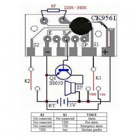 KD9561 CK9561 Ses Kartı 4 Ton Alarm Müzik Modülü Ambulans Yangın - 7