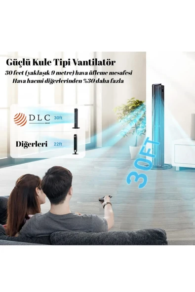 Dlc TF-K4001R 75 Watt Kumandalı Kule Tipi Vantilatör - 3