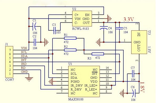 MAX30102 Nabız ve Kalp Atış Hızı Sensörü Modülü Nabız ve Kalp Atış Hızı Sensörü Modülü - 7