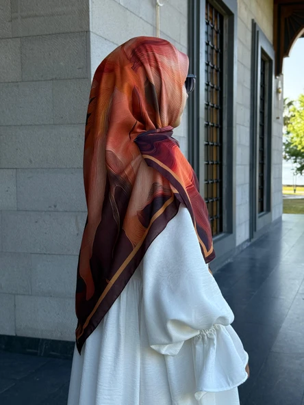 Pamuklu Amber Desen Eşarp-Mürdüm - 5