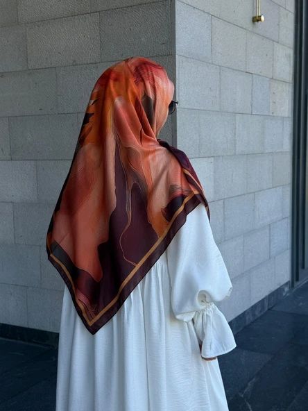 Pamuklu Amber Desen Eşarp-Mürdüm - 3