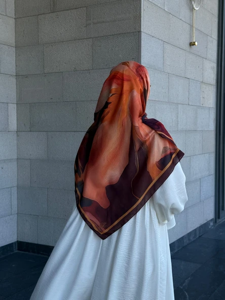 Pamuklu Amber Desen Eşarp-Mürdüm - 6