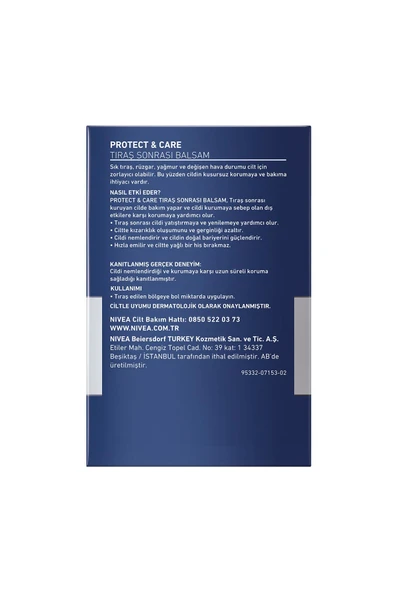 Nivea Men Nemlendirici Tıraş Sonrası Balsam Protect & Care 100 Ml,hızlı Emilir,normal Ve Kuru Ciltler