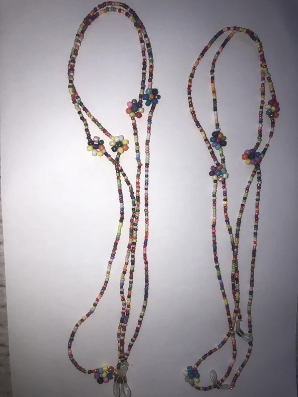 RENKLİ ÇİÇEKLİ GÖZLÜK İPİ GÖZLÜK ASKISI - 3