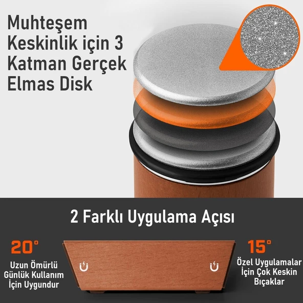 Valkyrie Profesyonel Roller Bıçak Biley Seti - Kolaylıkla Tecrübe Gerektirmeyen Muhteşem Keskinlik 15 ve 20 derece Bıçak Bileği - 3