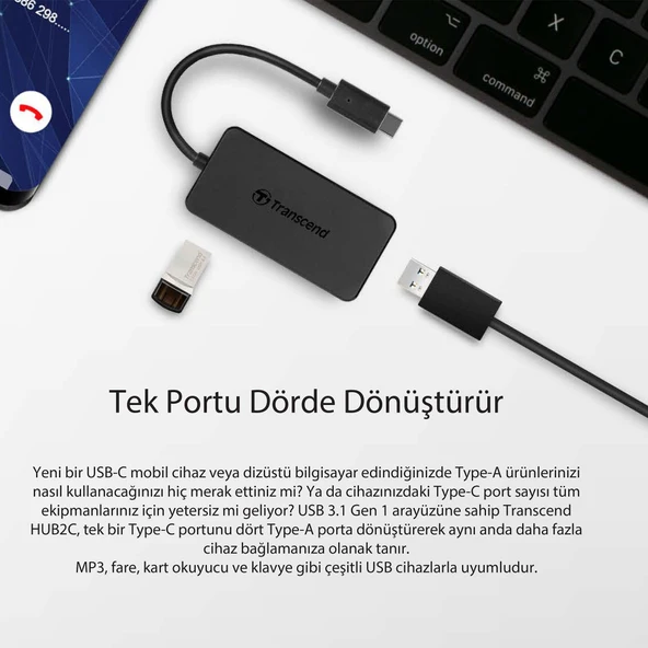 Transcend TS-HUB2C  USB-C Cihazlarınız İçin 4 Portlu USB 3.1 HUB - 4