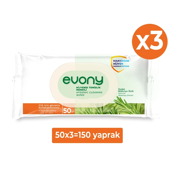 Evony Hijyenik Temizlik Mendili 3x50’li (150 Yaprak)