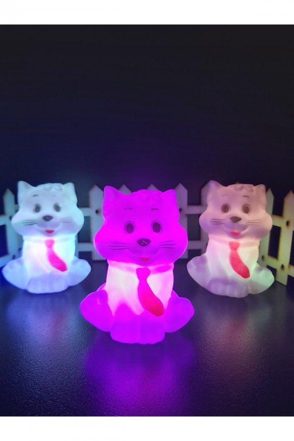 Dekoratif renk değiştiren led biblo kedi