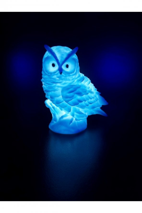 Mavi Led ışıklı baykuş gece lambası