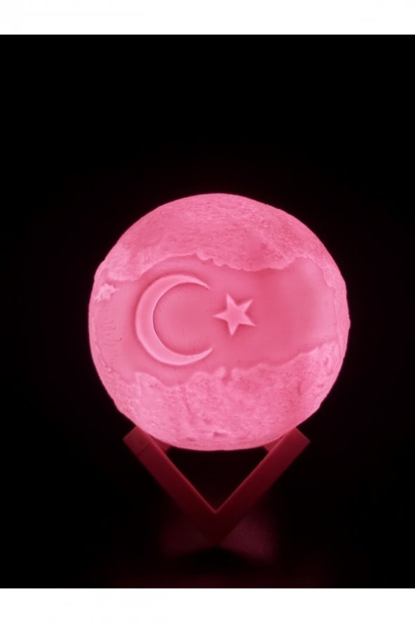 3D Türkiye Haritası kabartmalı renk değiştiren dolunay gece lambası