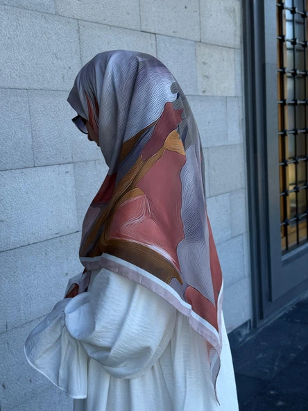 Pamuklu Amber Desen Eşarp-Taş - 3