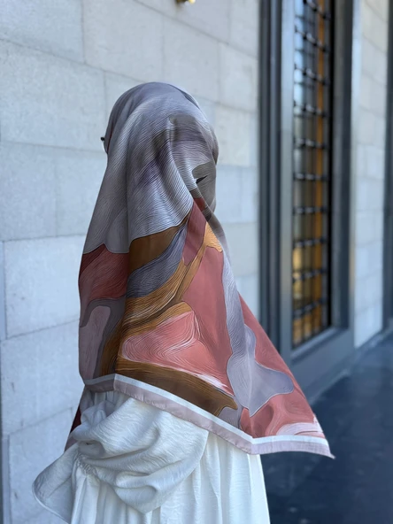 Pamuklu Amber Desen Eşarp-Taş