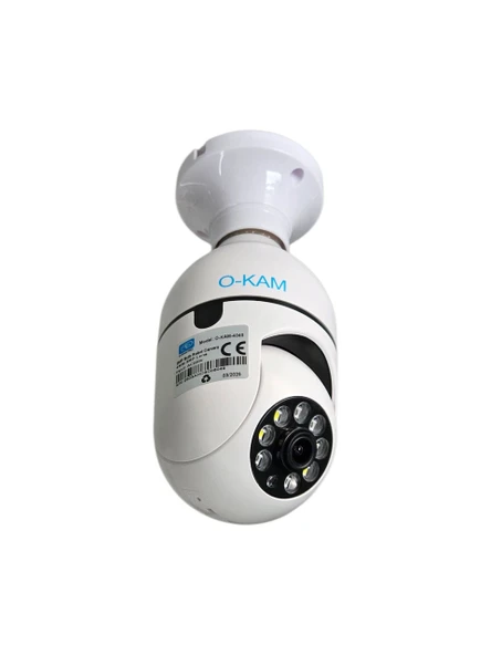 O-KAM 2MP WiFi Ampul Kamera Gece Renkli Döner Başlıklı Çift Ses SD Destekli Tak Çalıştır - 2