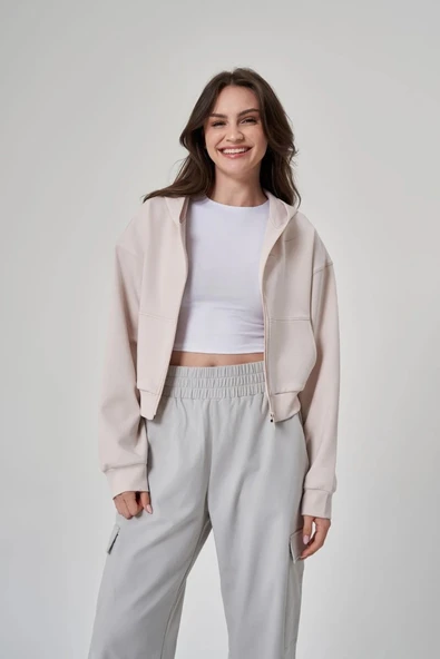 Exuma Kadın Fermuarlı Kum Rengi Sweatshirt 1529109-KUM - 8