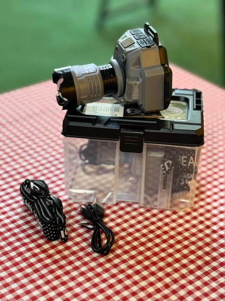 CEZRİ Kutulu Kafa Lambası Zoomlu, Powerbanklı, Sensörlü, Oynar başlıklı, Çakarlı - Resim 5