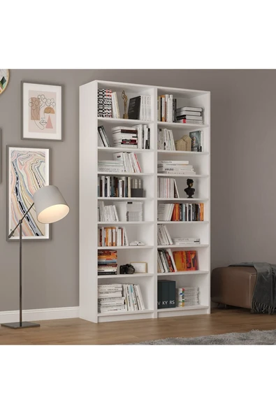 Asra Trend %100 MDFLAM Beyaz Kitaplık K-09