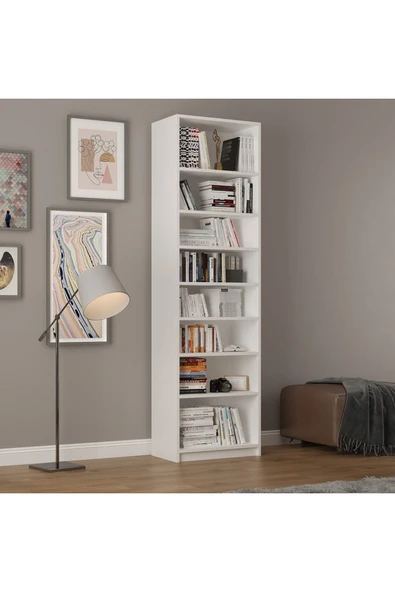 Asra Trend MDF Beyaz Kitaplık – Ayarlanabilir Raflar, Ev & Ofis Modern Dekoratif Kitaplık, K-01 ürün görseli